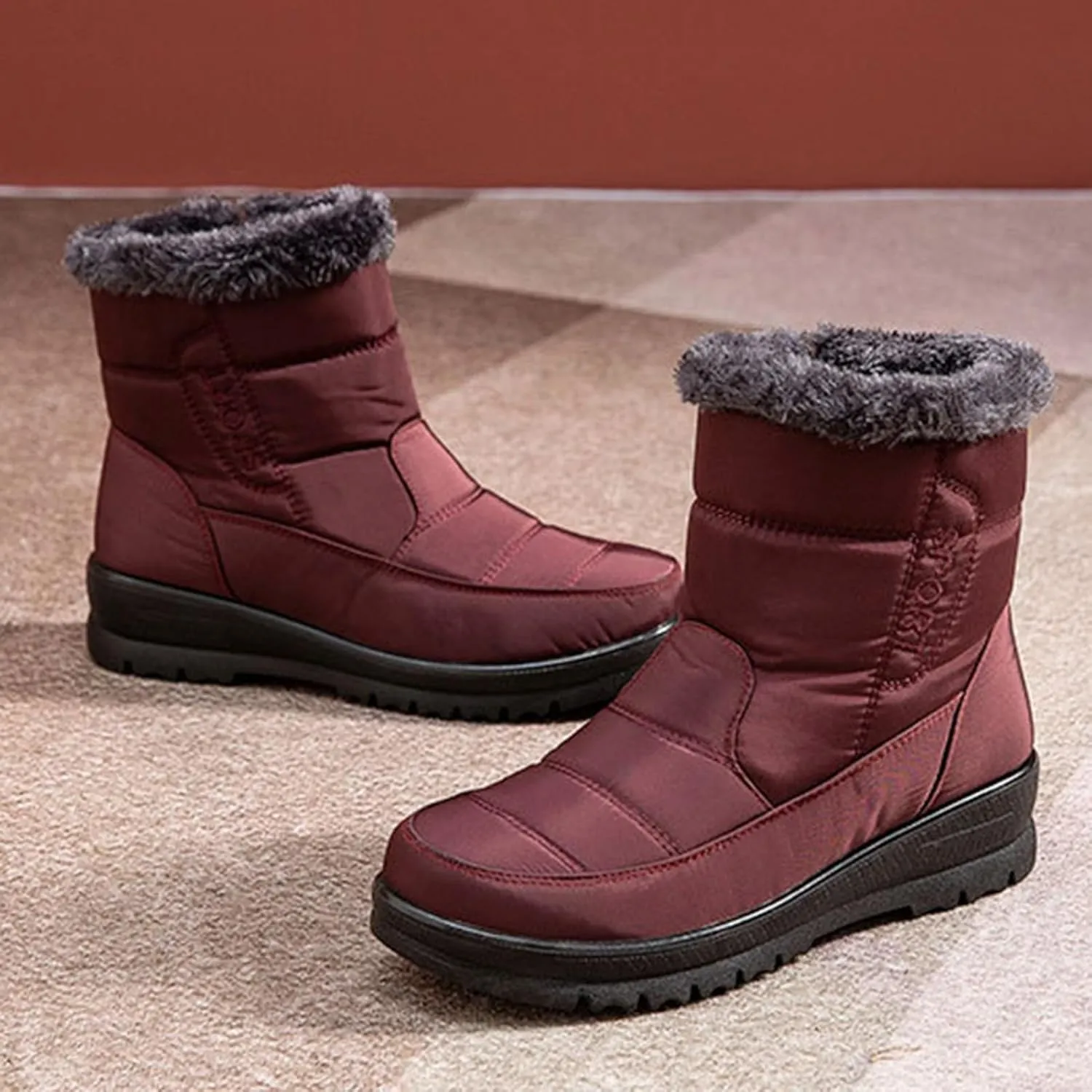 Winter Snow Shoes for Women,Fashion Trekking Cold-Weather Fur Boots for Women Winter,Comfortable Lightweight Warm Snow Boots for Women,Slip Resistant