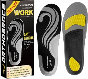 Work Insoles for Standing All Day, 200 lbs Heavy Duty High Arch Support Inserts, Foot Pain Relief for Plantar Fasciitis, Anti Fatigue,Work Boot Shoe Insoles Men Women-XL
